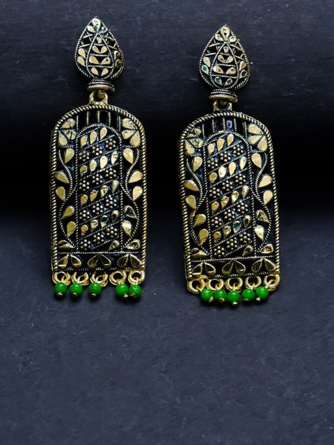 

AVANT-GARDE PARIS Gold-Plated Green Geometric Drop Earrings