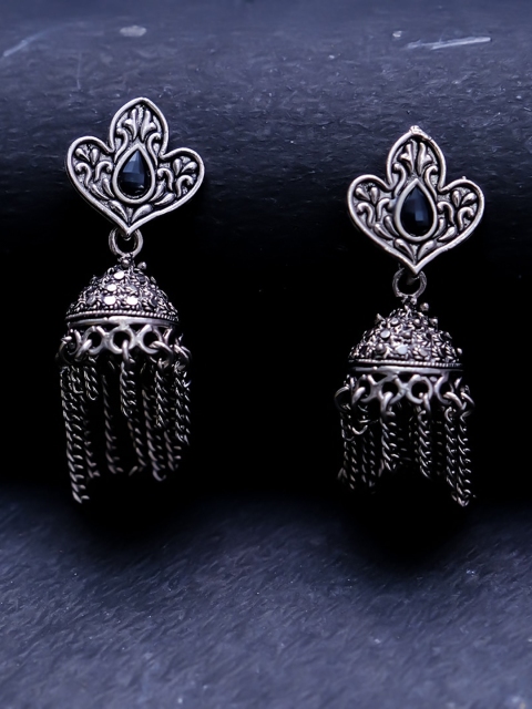 

AVANT-GARDE PARIS Silver-Plated Oxidised Dome Shaped Jhumkas