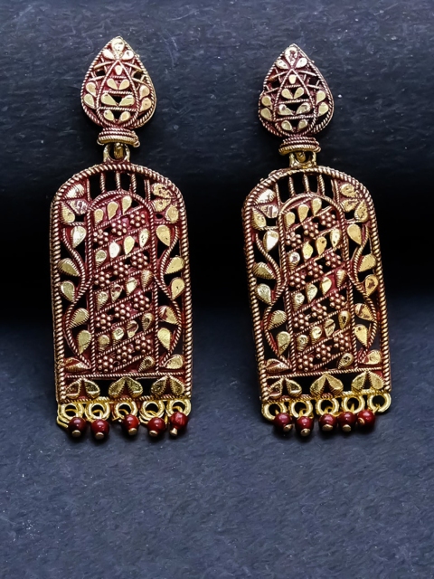

AVANT-GARDE PARIS Gold-Plated Red Geometric Drop Earrings