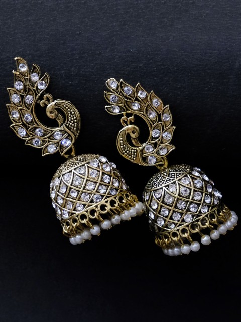 

AVANT-GARDE PARIS Gold-Plated White Contemporary Jhumkas