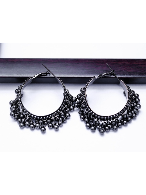 

AVANT-GARDE PARIS Silver-Plated Black Circular Hoop Earrings