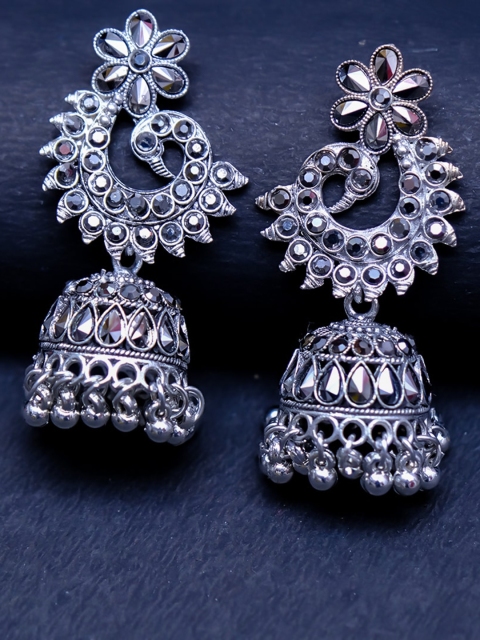 

AVANT-GARDE PARIS Oxidized Silver-Plated Handcrafted Dome Shaped Jhumkas