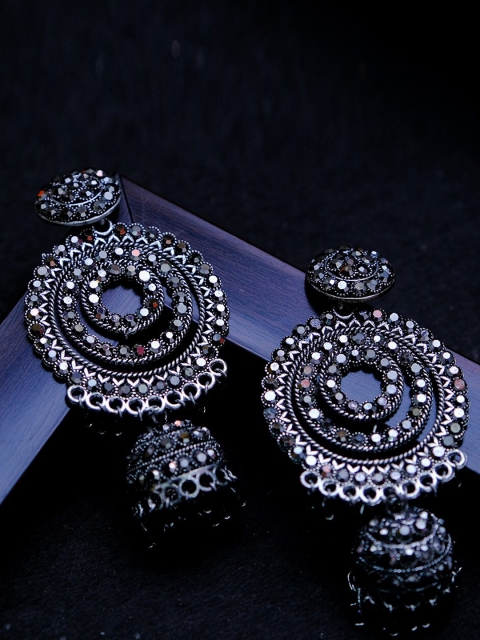 

AVANT-GARDE PARIS Oxidised Silver-Plated Geometric Jhumkas