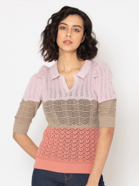 

SHAYE Lavender & Peach-Coloured Pure Cotton Hailey Knit Top