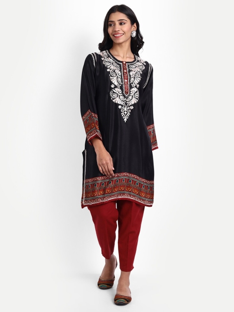 

HOUSE OF KARI Black & Red Chickenkari Embroidered Tunic