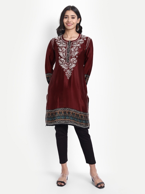 

HOUSE OF KARI Maroon & Black Embroidered Tunic