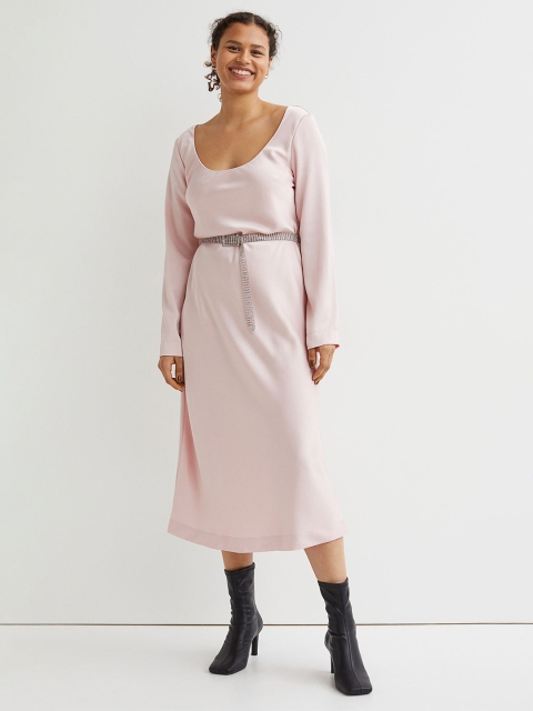 

H&M Women Pink Rhinestone-Belt Dress