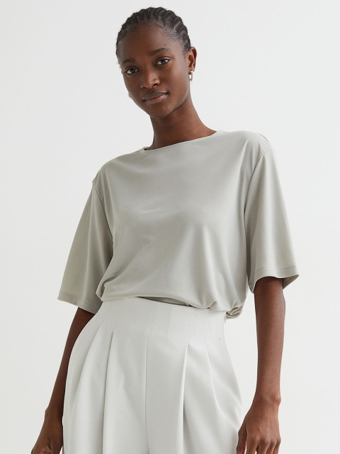 

H&M Women Grey Oversized T-shirts