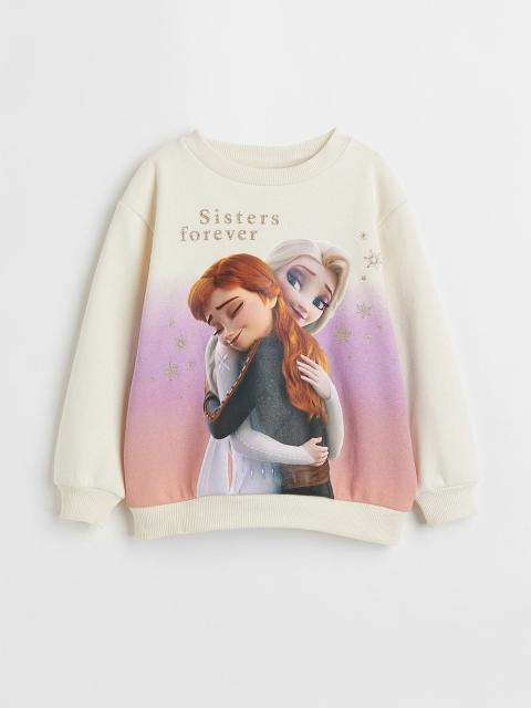 

H&M Girls Beige Elsa & Anna Printed Sweatshirt
