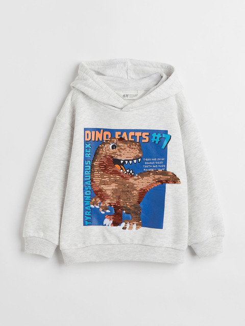 

H&M Boys Grey Reversible Sequin-Motif Hoodie