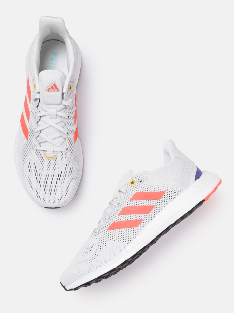

ADIDAS Men Grey & Orange Woven Design Pureboost 21 Sustainable Running Shoes
