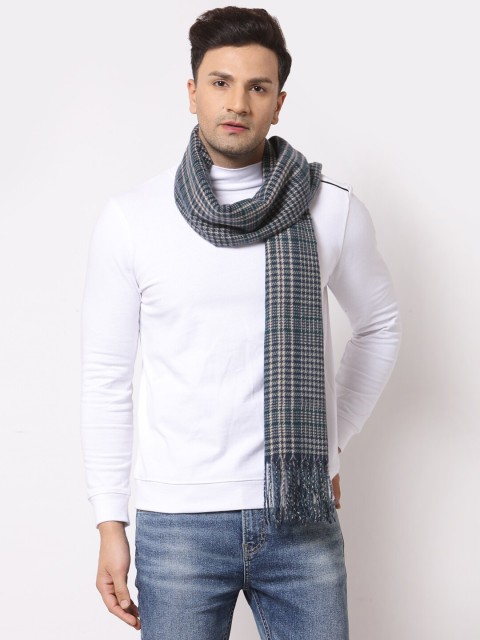 

Calvadoss Men Navy Blue & Grey Checked Stole