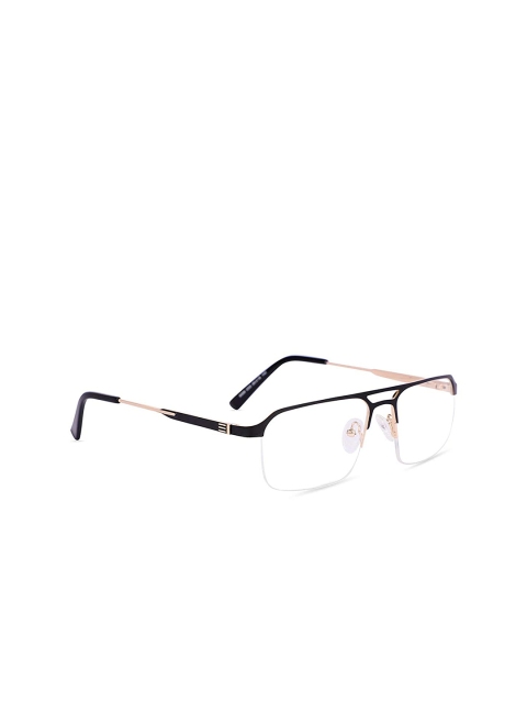 

MARC LOUIS Unisex Black & Gold-Toned Full Rim Rectangle Frames ML8006