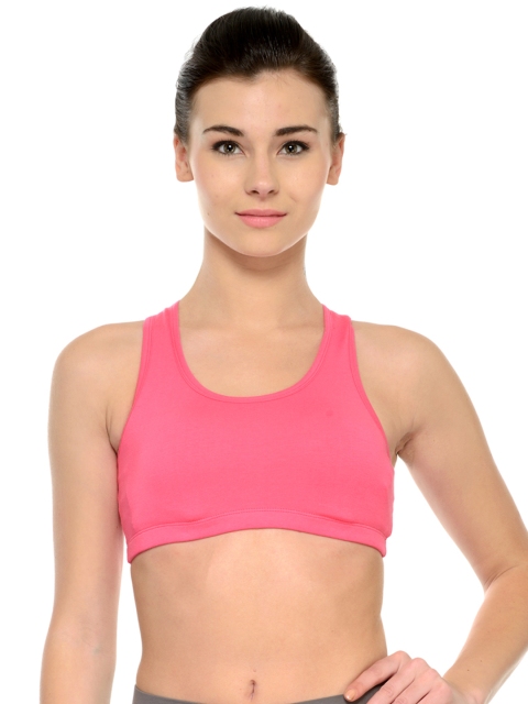 

Restless Pink Solid Non-Wired Non Padded Sports Bra RS I C 16J