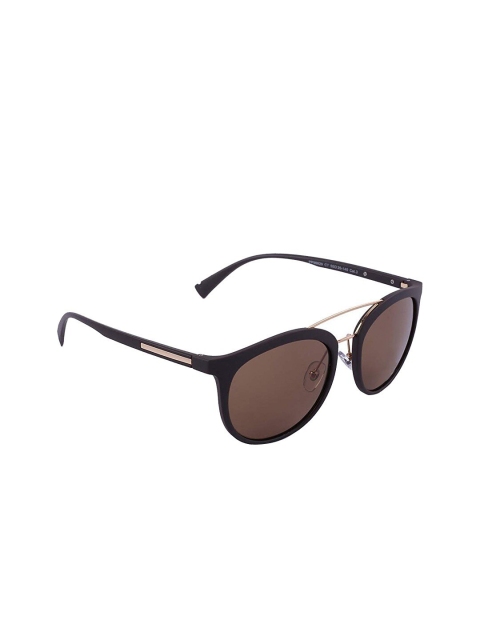 

MARC LOUIS Unisex Brown Lens & Black Oval Sunglasses with UV Protected Lens