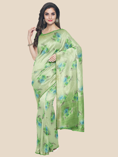 

KLM Fashion Mall Green Floral Saree