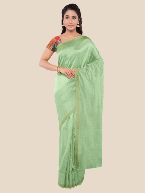 

KLM Fashion Mall Green & Gold-Coloured Zari Silk Blend Saree