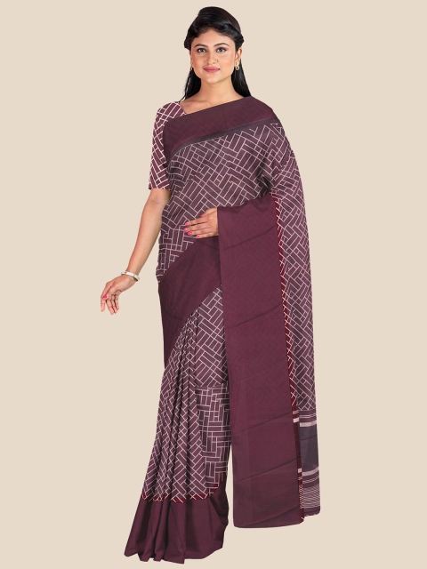 

KLM Fashion Mall Maroon & White Geometric Printed Saree