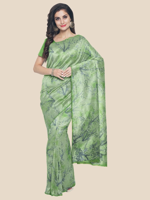 

KLM Fashion Mall Green Floral Poly Georgette Saree