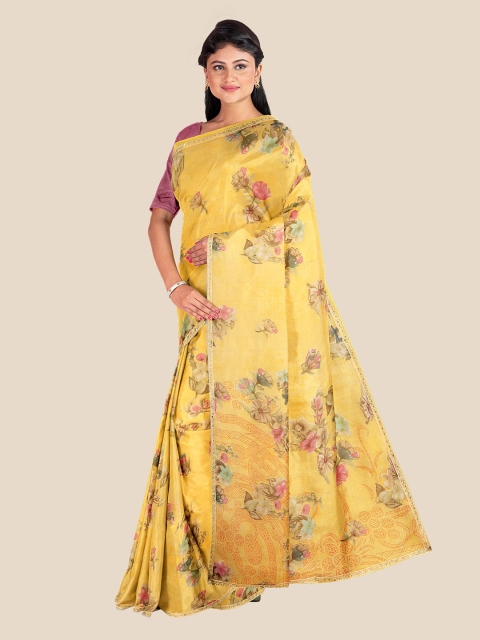 

KLM Fashion Mall Yellow & Pink Floral Saree