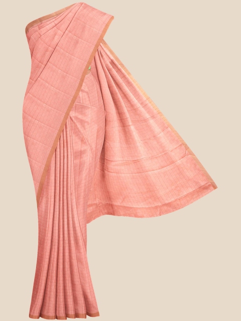 

KLM Fashion Mall Pink Checked Zari Border Saree