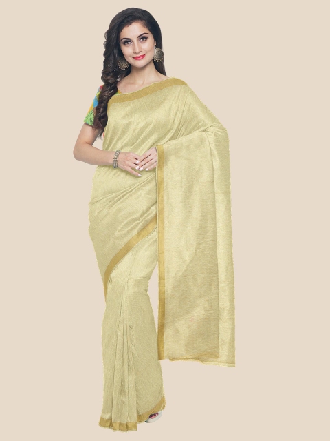 

KLM Fashion Mall Cream-Coloured Zari Silk Blend Saree