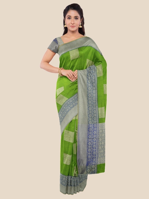 

KLM Fashion Mall Women Green Ethnic Motifs Silk Blend Banarasi Saree