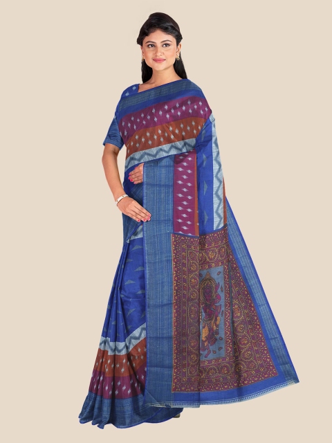 

KLM Fashion Mall Multicoloured Ethnic Motifs Linen Blend Banarasi Saree, Multi