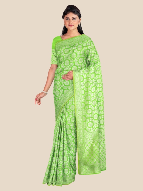 

KLM Fashion Mall Green Woven Design Silk Blend Saree