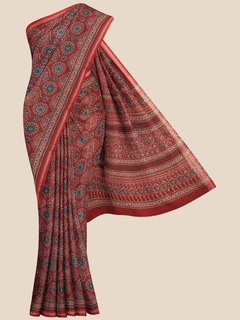 

KLM Fashion Mall Women Red Ethnic Motifs Printed Saree