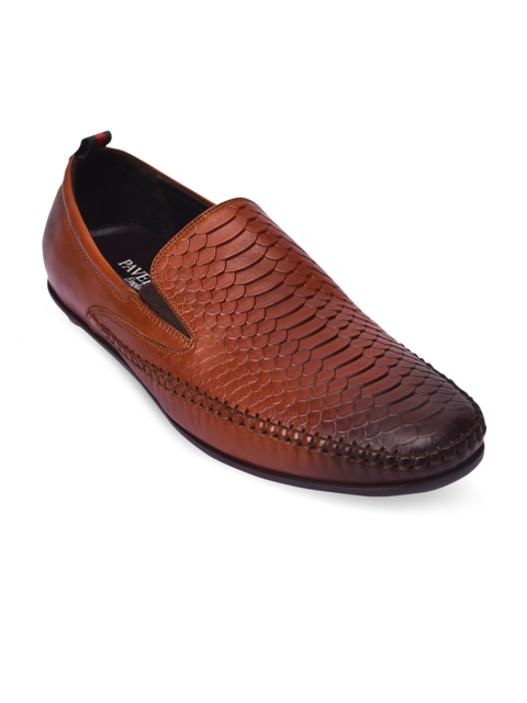 

Pavers England Men Brown Textured Slip-On Sneakers