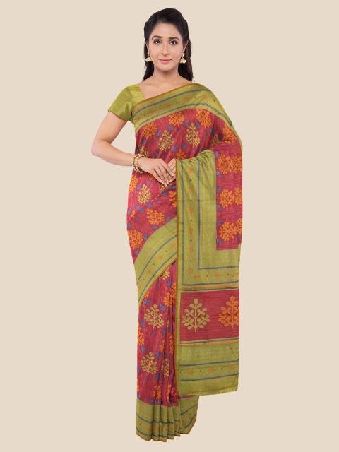 

Kalamandir Pink & Green Floral Saree