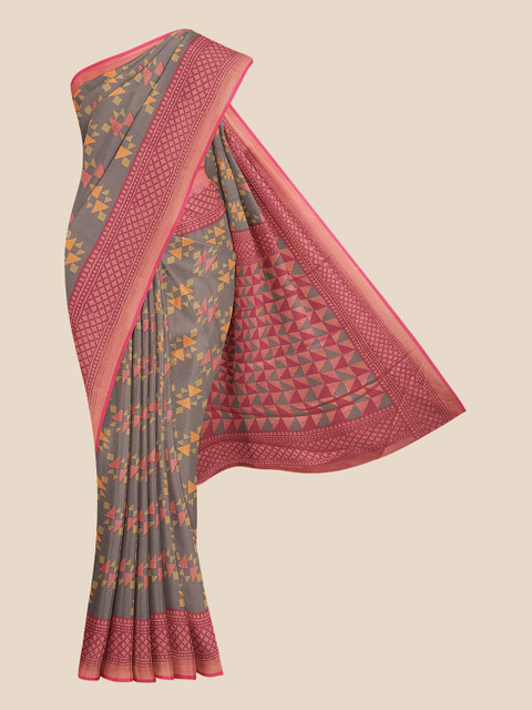

Kalamandir Grey & Brown Floral Brasso Saree