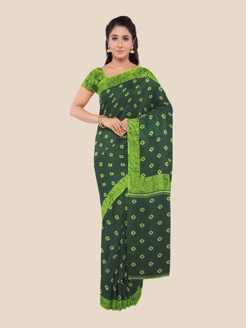 

Kalamandir Green Bandhani Printed Saree