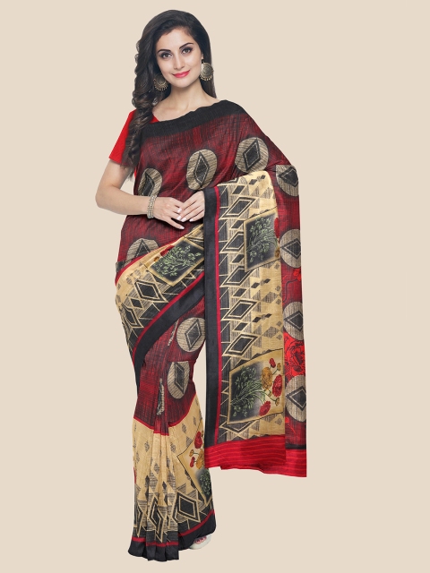 

Kalamandir Women Red & Black Geometric Printed Pure Crepe Saree
