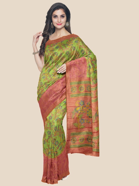 

Kalamandir Green & Brown Floral Printed Saree