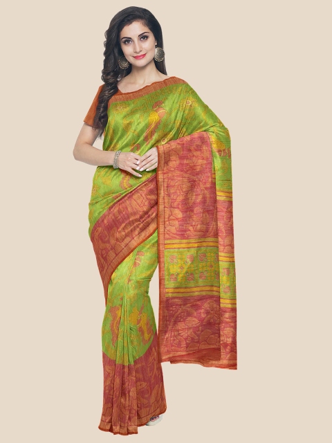 

Kalamandir Green & Red Ethnic Motifs Saree