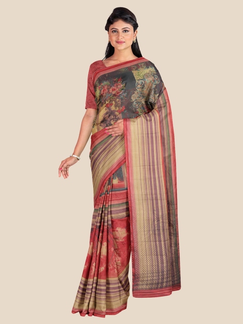 

Kalamandir Multicoloured Floral Silk Blend Saree, Multi