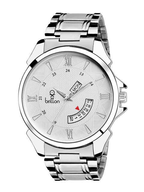 

britton Men Silver-Toned Dial Bracelet Style Straps Analogue Watch - BR-GR192-WHT-CH