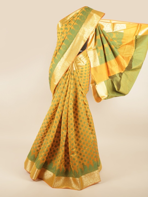 

Pothys Yellow & Green Ethnic Motifs Zari Saree