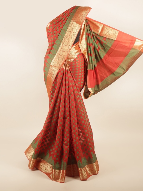 

Pothys Red & Green Floral Zari Saree