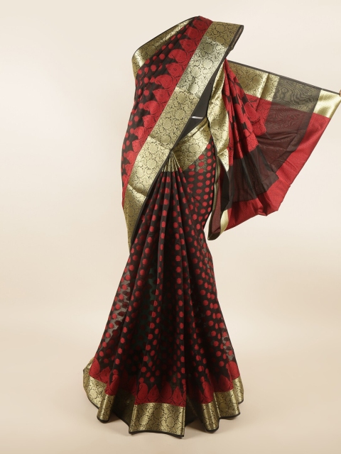 

Pothys Black & Red Ethnic Motifs Zari Saree