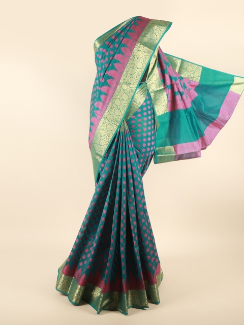 

Pothys Blue & Magenta Floral Saree