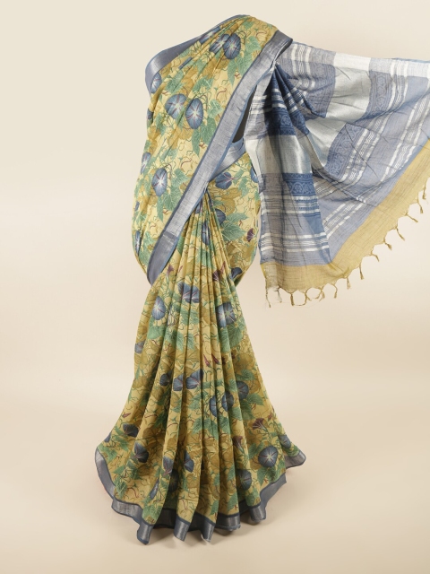 

Pothys Beige & Grey Floral Printed Linen Blend Saree