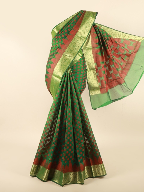 

Pothys Green & Red Woven Design Saree