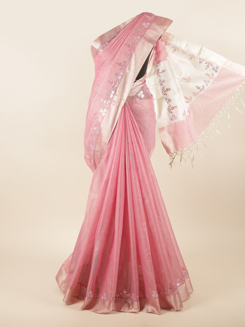 

Pothys Pink Embellished Jute Cotton Saree