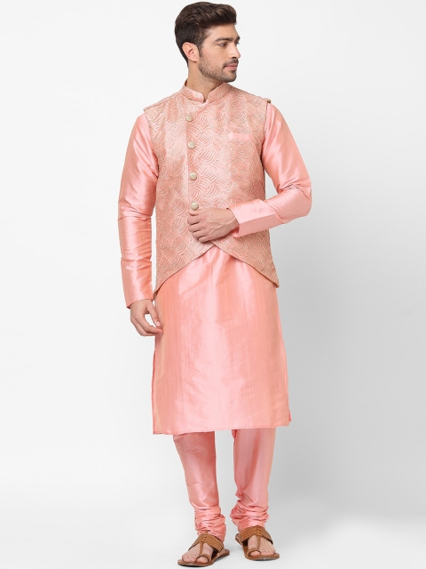 

EthnoVogue Men Pink Kurta with Churidar