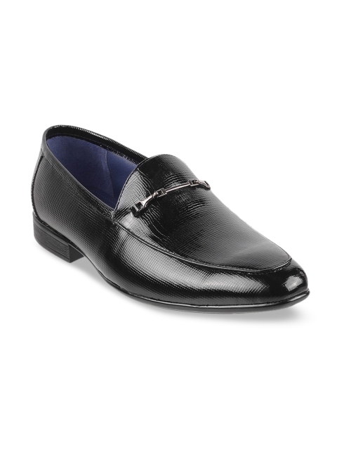

Mochi Men Black Textured Formal Leather Loafers