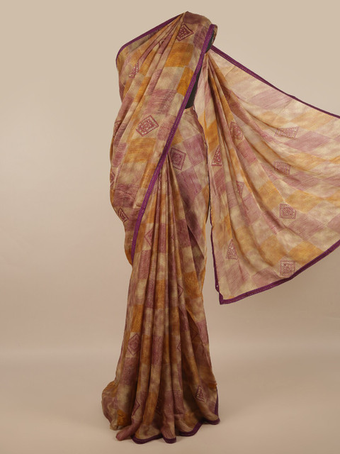 

Pothys Beige & Purple Beads and Stones Saree