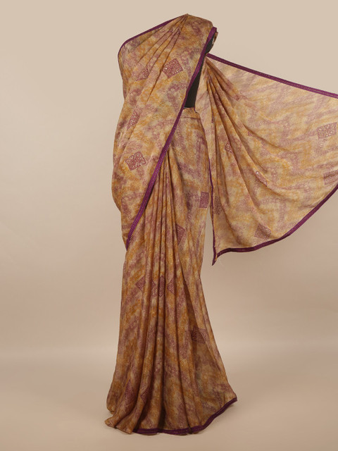 

Pothys Brown & Purple Ethnic Motifs Printed Saree